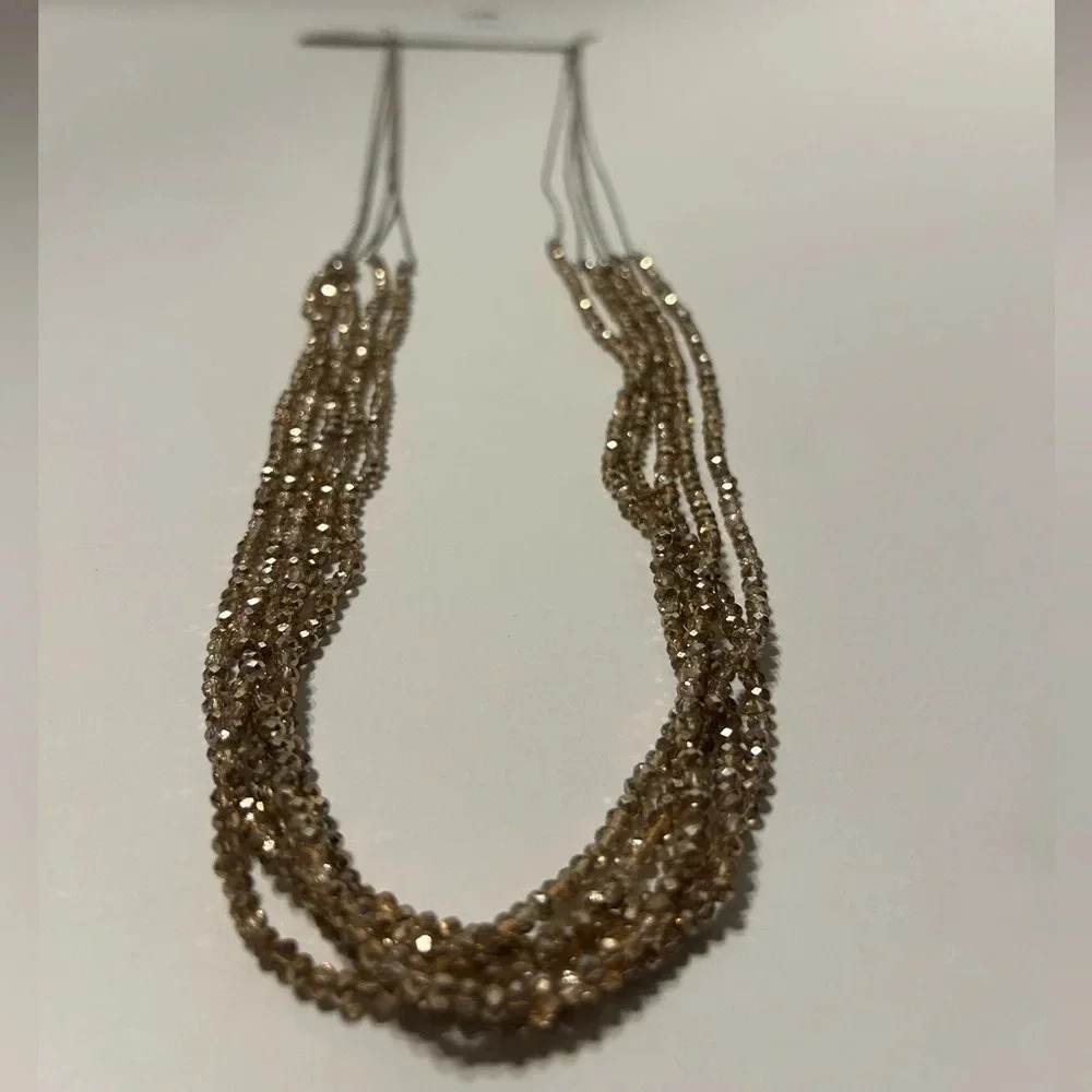 Loft‎ Beaded Necklace Brown Multi-Layer Copper Statement Jewelry